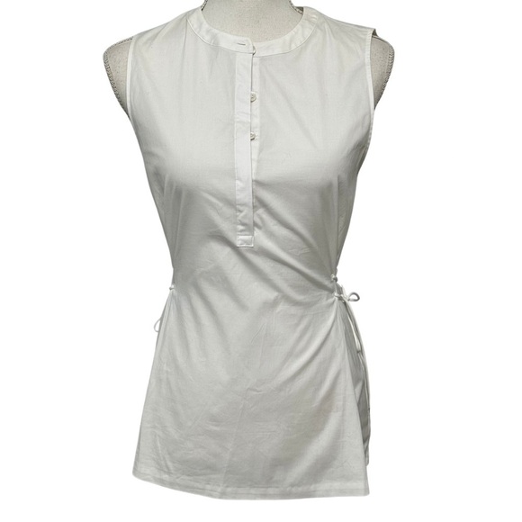 THEORY Sleeveless Tied Popover Top White SZ Medium Wardrobe Staple Luxury NWT - Picture 1 of 8